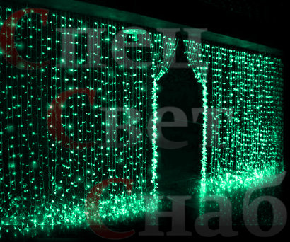 Светодиодный занавес "Дождь" Бирюзовый 2 х 3 м
