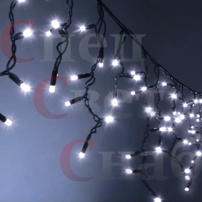 Уличная бахрома ЭКОНОМ 12 м белая темный шнур